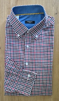 Walbusch Thermo Hemd Gr. 43/44, XL, Slim Fit, verkürzt, Karo Rot, Blau, Weiß