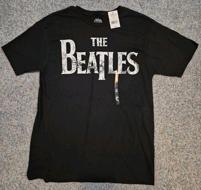 THE BEATLES : Classic Logo Black Tee - Unworn New!