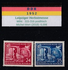 DDR 1952 MiNr. 315-316 postfrischer Satz Leipziger Messe