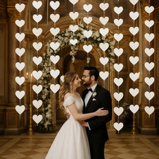 1 Stück Weiße Herz Girlande 4m, Hochzeitsdeko Gartenparty, Girlandehochzeit, Dek