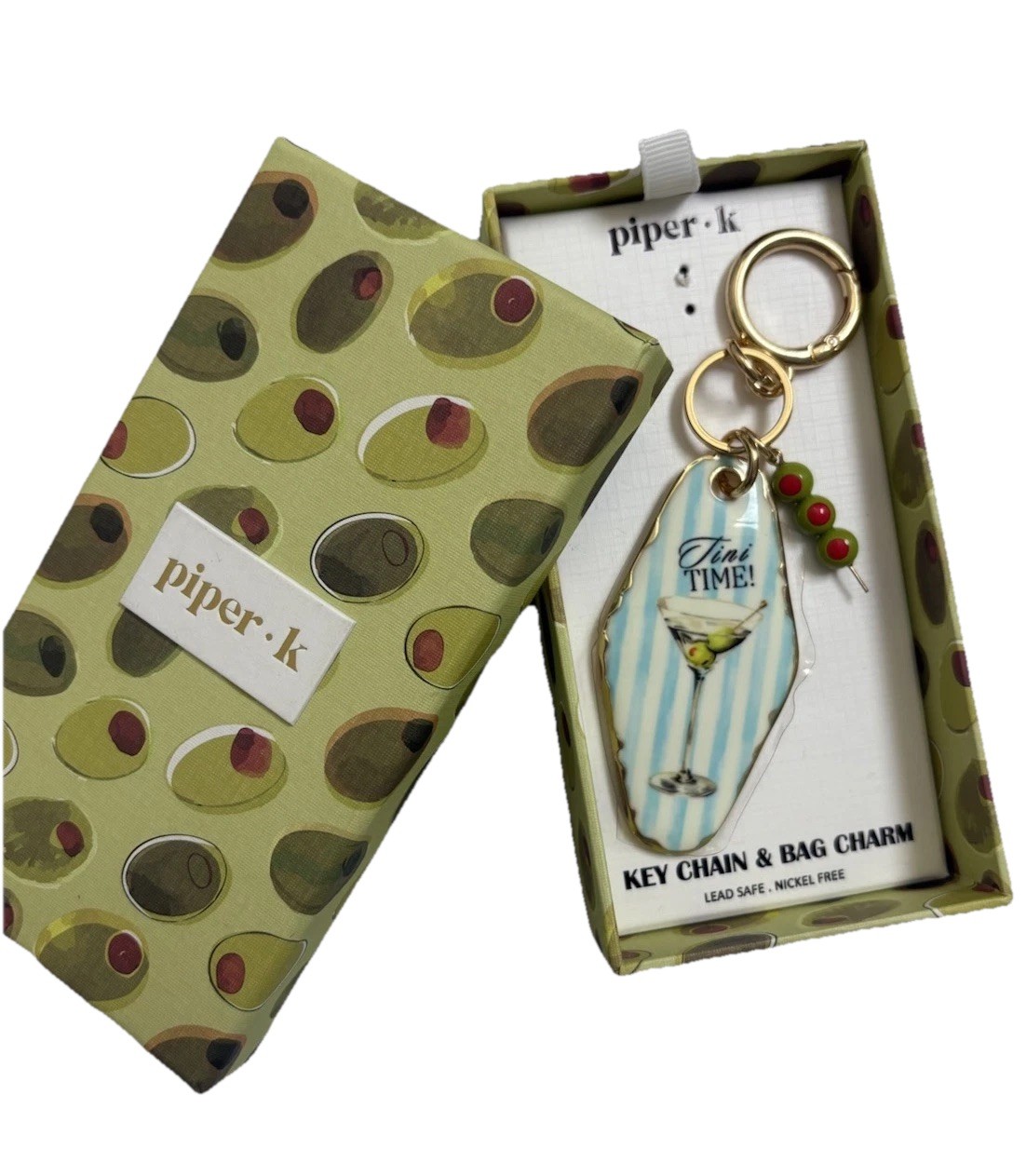 Piper K Martini Glass Key Chain Charm