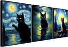 3Pcs Funny Black Cat Wall Art Cats in Famous Paintings Posters Prints Vintage Ga