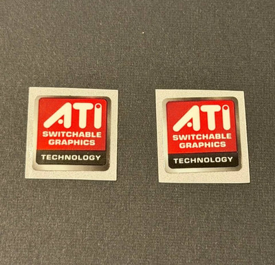2 x ATI Switchable Graphics Technology Sticker Label Badge 16mm x 16mm