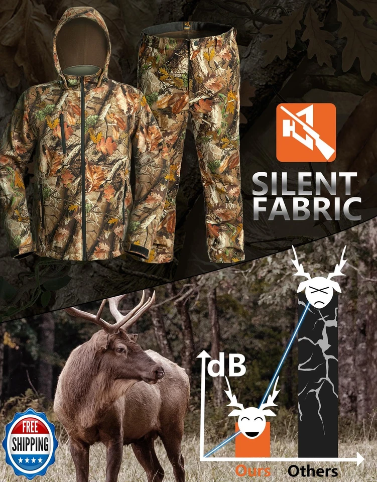 Hunt Quiet Hunting Clothes, Silent Water-Resistant Camouflage Hunting Jacket - Image 2 of 4