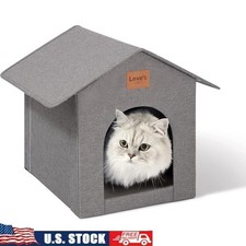 Collapsible Cat House Waterproof Easy Assembly Indoor Outdoor Removable Mat New