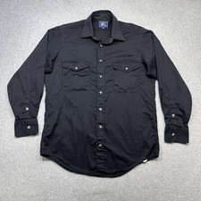 Vintage Burberrys Shirt Mens Medium Black Long Sleeve Button Front Pockets USA