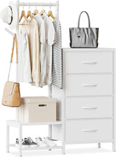 Cassettiera Camera Da Letto 3 in 1, Con Un Appendiabiti Da Terra, Doppia Scarpie