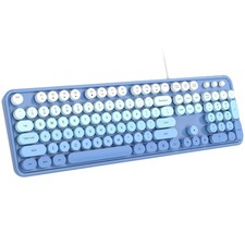 Wired Keyboard 104 Keys Full Size Typewriter USB Office Keyboard Blue Stand thumbnail