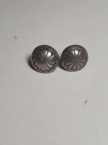 Native American Sterling Silver Button Earring