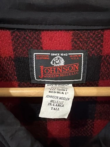 Johnson Woolen Mills 450L Double Cape Jac Shirt 3XL Tall Cabot Cheese Red/black image 8