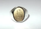 VINTAGE STERLING SILVER 14K GOLD SIGNET RING - "S" MONOGRAM, SIZE 9.5, 12 GRAMS