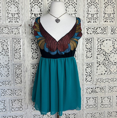 Julias Closet Y2K Butterfly Boho Fairy Babydoll Flowy Tank Top Sz Large
