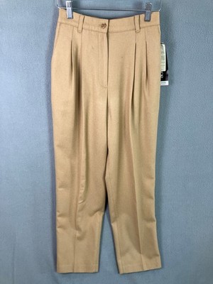 Vintage Sag Harbor Petite Pleated Trouser Women's Size 6P Caramel Pure Wool