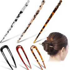6PCS Tortoise Shell  Leopard Hairpin Set Vintage Hair Sticks  Forks