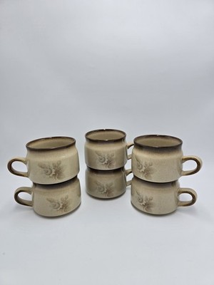 Denby Memories Teetassen x6 - dunkler Rand - 80er Jahre Vintage - Neuzustand