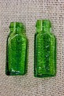 TWO Old 3 in 1 Oil sample Triangle POISON bottles EMERALD GREEN Glass vintage — photo 6