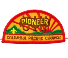 Vintage Columbia Pacific Council Patch BSA Pioneer Wagon Sunrise Boy Scouts