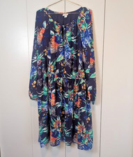 Ava Viv Women's Plus Size 3X Navy Floral Print Long Sleeve Sheath Dress
