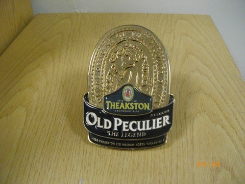 Theakston Brewery Metal Old Peculier Pump Clip Pub Hand Pull