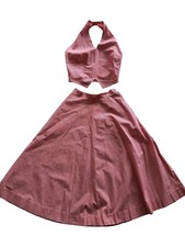 Vintage 50s 60s Gingham Halter And Matching Skirt Set Farmers Daughter 1950s