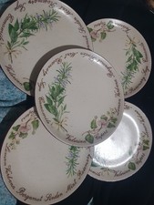 5 x VGC M & S Marks & Spencer 7.75" Bouquet Garni Side Plates Ceramic Herbs