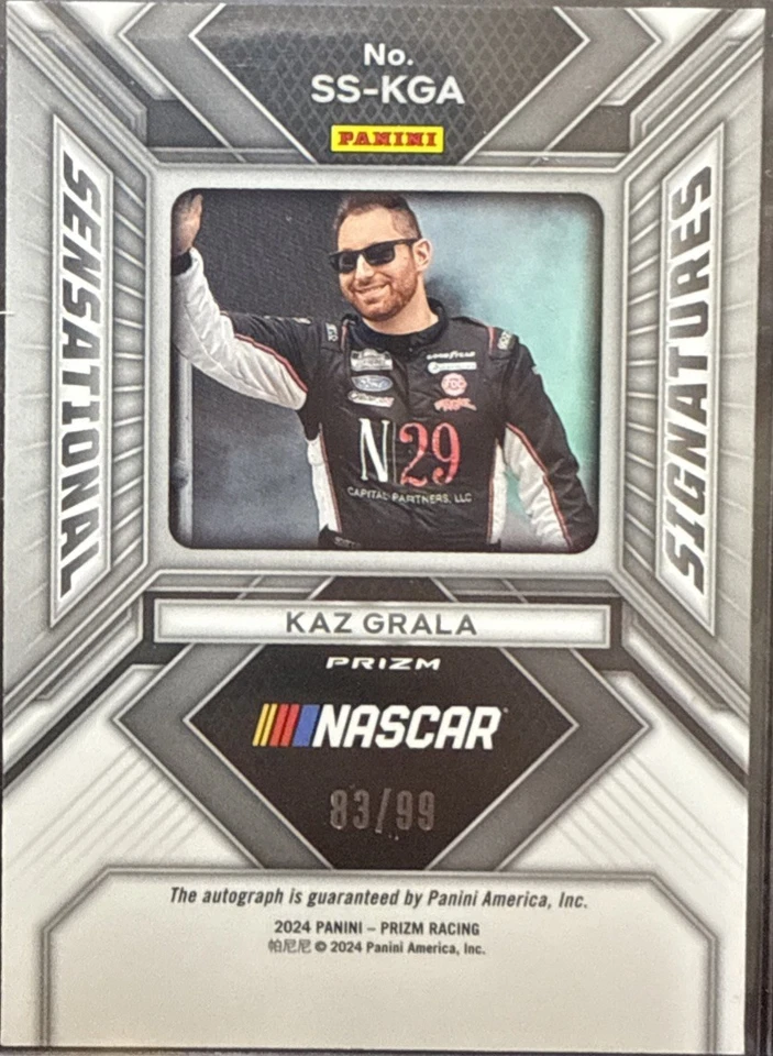 2024 Panini Prizm NASCAR Racing SS-KGA Kaz Grala Red Sensational Sig AUTO #83/99 - Image 2 of 2