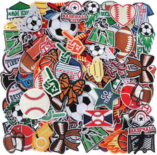 72 Pcs Embroidered Sports Iron-On Patches for Clothing and DIY Crafts
