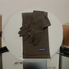 Lands End gloves and scarf Dark Brown One Size First All  Scarf Is 55’ Long EUC