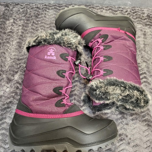 Kamik Boots Womens Size 5 Purple Black Faux Fur Winter Snow Waterproof Insulated - Picture 4 of 7