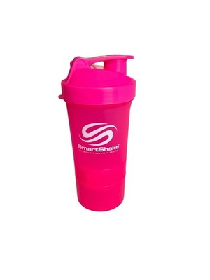 SmartShake Hot Pink Protein Shaker Bottle w/Storage Sections & Carabiner - 20 oz