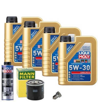 Motoröl 5W30 LIQUI MOLY Longlife Iii 4L+MANN Ölfilter+Spülung+Ölablassschraube