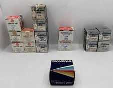 Vintage Projector Lamp Lot Of 15 Mixed GE Quartzline EFP EFR EMM EKS Sylvania