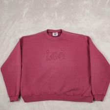 Vintage Lee Heavyweight Sweatshirt XL Crewneck Embroidered Logo Boxy USA 90s