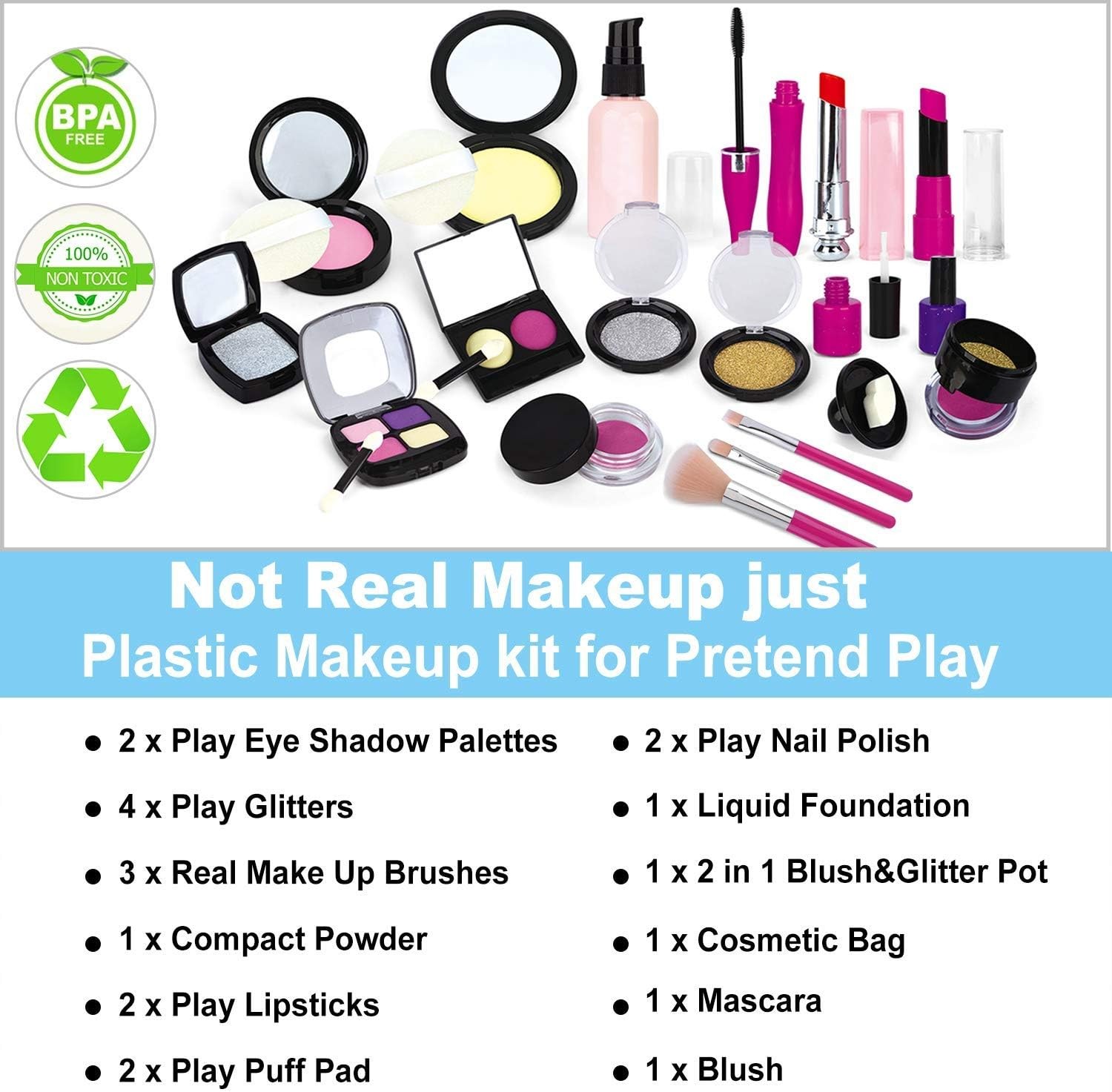 Tepsmigo Pretend Makeup Kit for Girls, Kids Play Set - with... 
