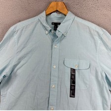 Gap Mens Button Down Shirt Large Blue Slim Fit Pocket Long Sleeve Casual NEW