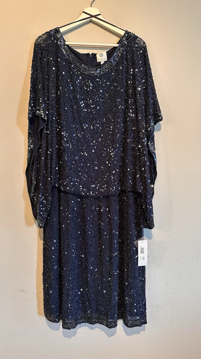 petite black tie evening dresses Patra 12678 - Long Crochet Lace And Jersey Sheath Dress