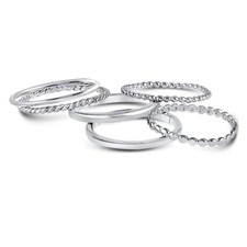 STERLING SILVER 6 BANDS STACKABLE SET RING