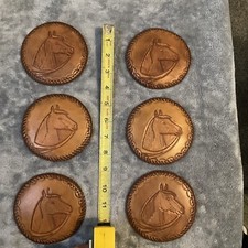 6 Brown Leather Coasters Horse Rustic Ranch