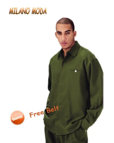 Lujoso traje de caminar para hombre Milano Moda/Fortino Landi conjunto de 2 piezas con cinturón L2612B - Imagen 12 de 18