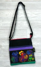 Laurel Burch Dogs & Doggies Artistic Tote Sun N Sand Crossbody Zip Closure Purse