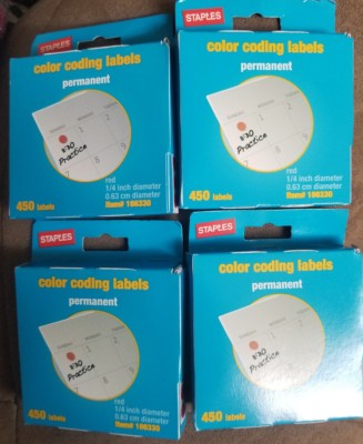 Staples Color Coding Labels LOT OF 4 Red Dot 1/4''