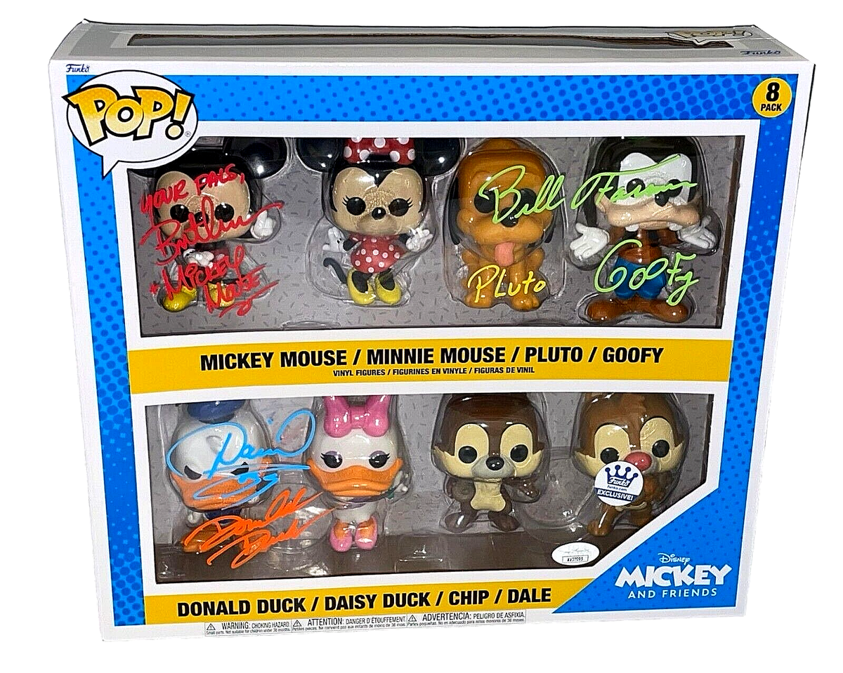 DISNEY CAST Signed x3 MICKEY & FRIENDS Funko Pop Mickey Goofy