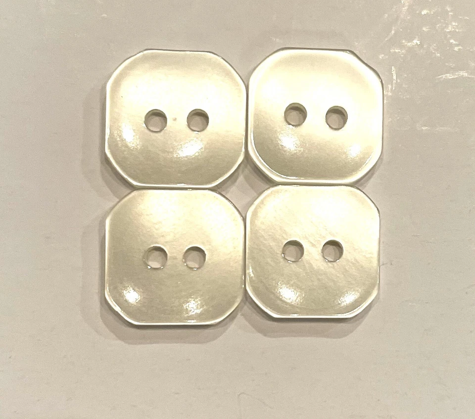 10x White Shell Frosted Polished Ivory 2 Hole Shirt Buttons 12mm Octagon Square - Image 2 of 4
