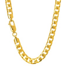 14k Solid Yellow Gold 4.4mm Cuban Chain Brace...