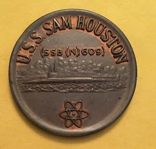 USS SAM HOUSTON, SSB (N) 609, BALLISTIC SUBMARINE PRESENTATION/RECOGNITION COIN