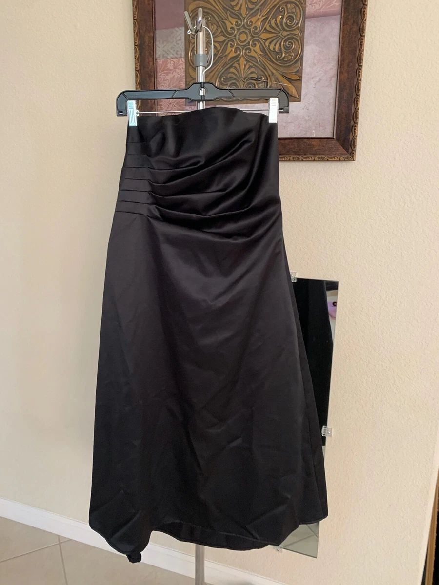 JS Boutique Black Satin Strapless Dress size 10