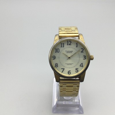 Vtg Carriage Timex Watch Men 36mm Gold Tone Round Dial  display picture 3
