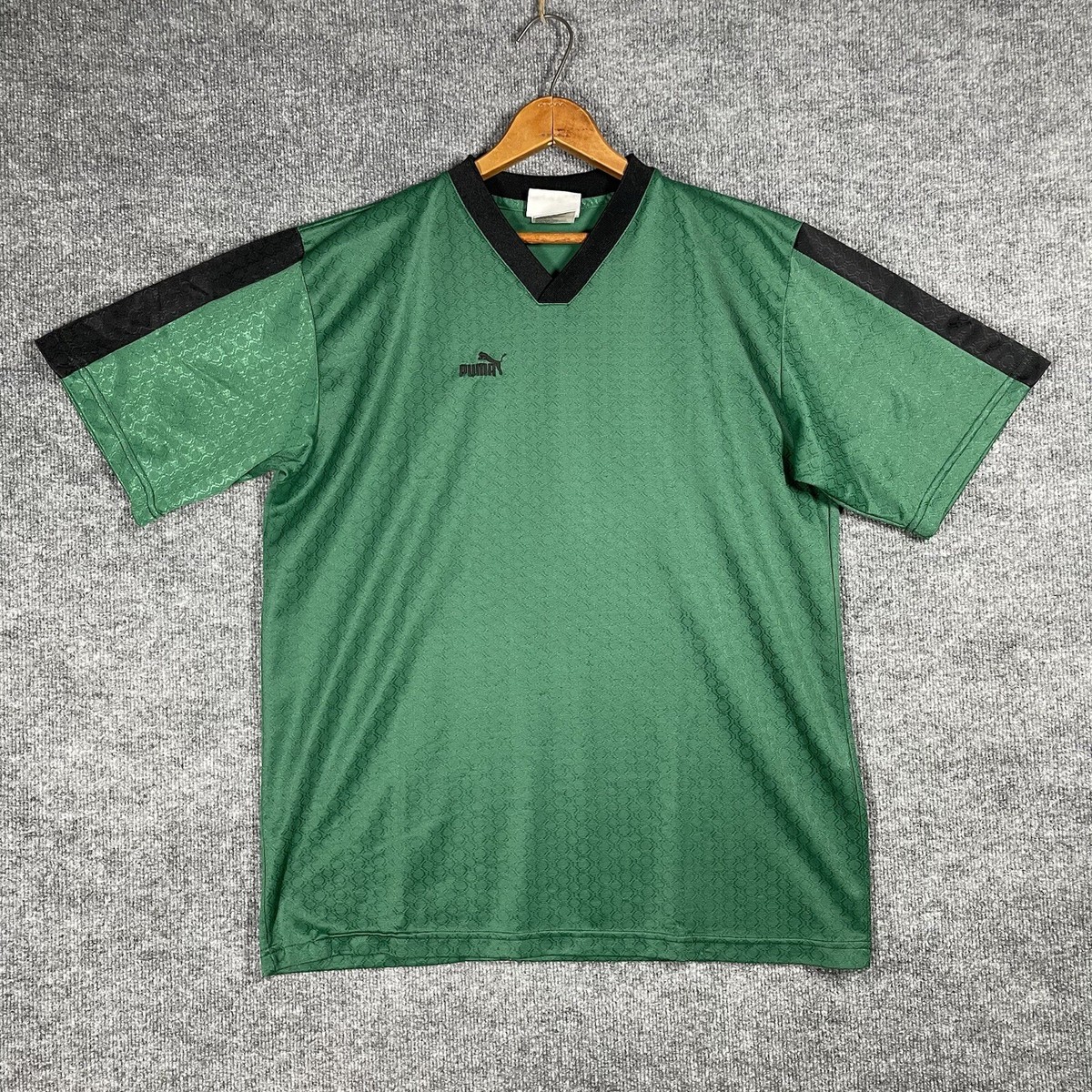 VINTAGE Puma Football Soccer Jersey Mens XL Green Blank Polyester
