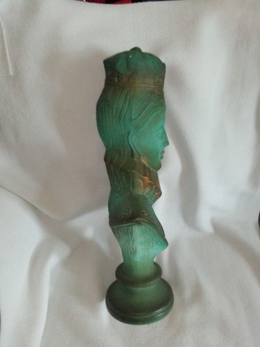 Rare Vintage Queen Statue Bust Turquoise Blue Green Ceramic 1950s1960s  22" Tall - Picture 4 of 12