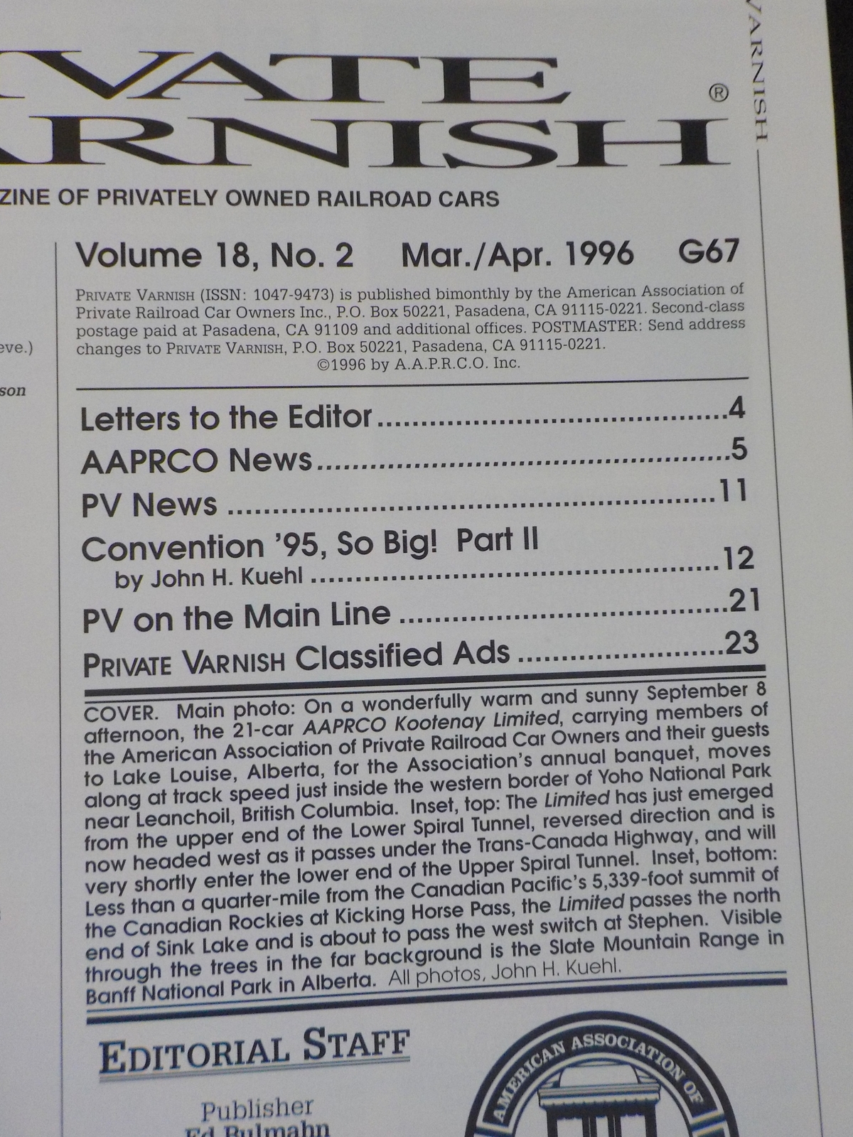 Private Varnish Issue 67 Magazine of privately owned railroad cars | eBay